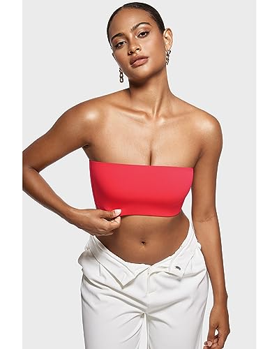 Image of INLYRIC Women's Inbarely Strapless Bandeau Bra Bralette Tube Top Seamless Comfortable Stretchy Non Padded Bras Tops