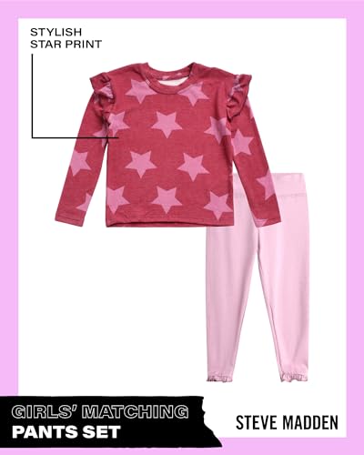 Image of Steve Madden Girls' Sweatsuit Set - 2 Piece Puff Sleeve Crop Pullover Sweatshirt & Leggings - Leggings Set for Girls (2T-12)