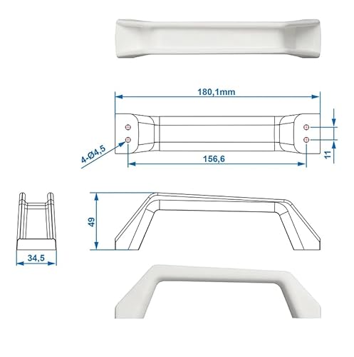 blntackle76 Set Wohnwagen Caravan Rangiergriff 2er oder 4er Set, 180 mm, Kunststoff, weiß, Anhänger Einstiegs-Hilfe, Griff (2 Stück Rangiergriffe)
