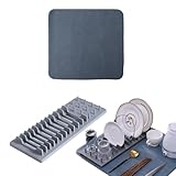 Almohadilla para secar platos con toalla, escurridor para encimera de cocina,Almohadilla de secado de cocina | Estante para cubiertos portátil con portavasos para el hogar, cocina, hotel, restaurante