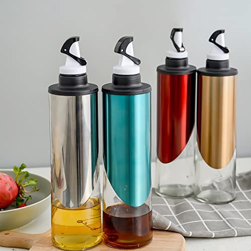 Ieaseyp Oil Dispensing Bottles Stainless Steel Leak-Proof Soy Sauce Vinegar Oil Cruet Storage Dispenser Seasoning Glass Bottle Kitchen Gadets (Size : Golden) #TOP4