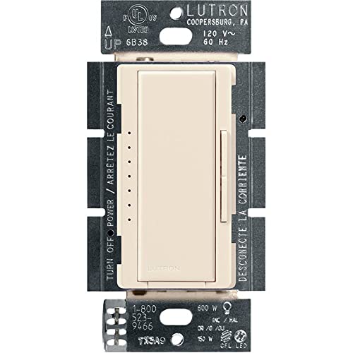 Lutron Maestro Dimmer Switch LED+, For Dimmable LED, Halogen and Incandescent Bulbs, 150W, Single-Pole or Multi-Location, MACL-153M-LA, Light Almond