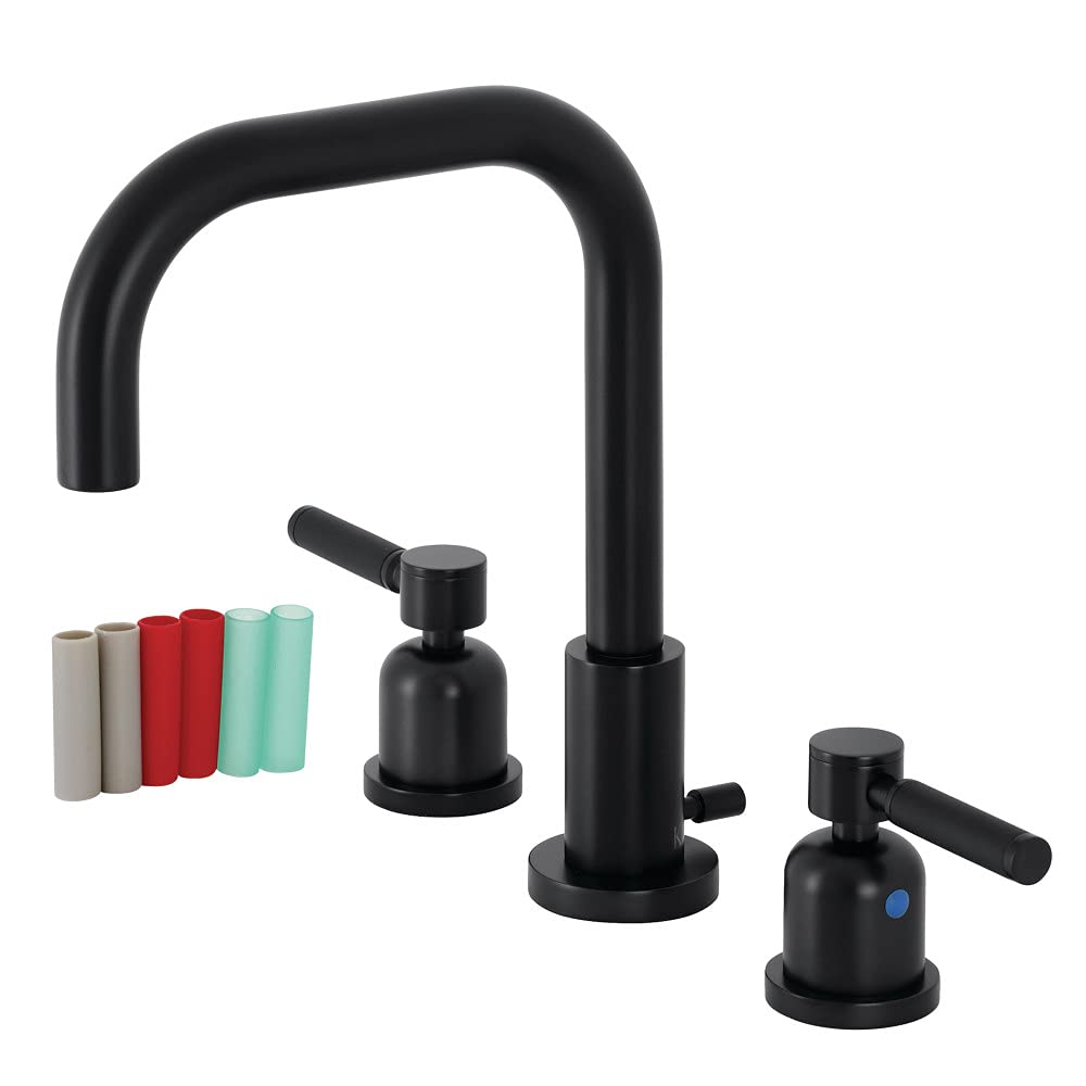 Robinet de salle de bain Kingston Kaiser noir mat en laiton avec bonde pop-up premium
