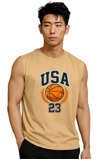 Image of JUGULAR Tank Tops Sleeveless T-Shirt for Men Gym Wear Vest Printed Stylish Round Neck Running for Sports Workout Fitness & Casual or Beach Wear