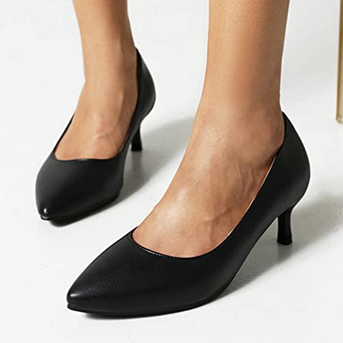 KOKOMOMO Womens Low Kitten Heel Pointed Toe Slip On Pumps Dress Shoes2