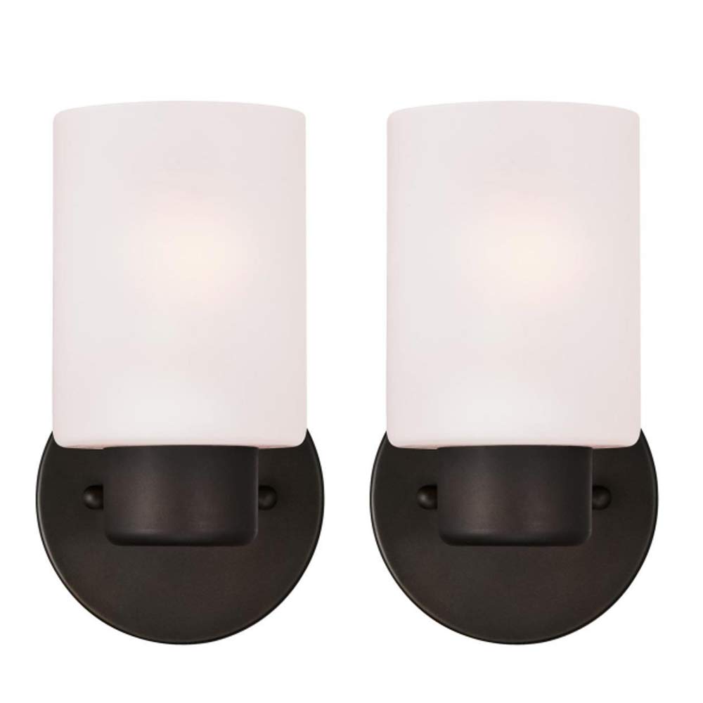 Ciata Lighting Bathroom Light Fixtures Over Mirror, One-Light Rubbed Bronze Finish Bathroom Vanity Light Wall Fixture with Frosted Seed Glass Finish for Bathroom - 2 Pack