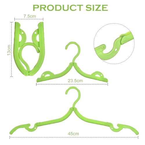 OSDUE Faltbare Kleiderbügel - Tragbare, Zusammenklappbare Reise-Kleiderbügel mit 8 Stück Verbindungshaken für Zuhause, Hotel, Reisen, Camping