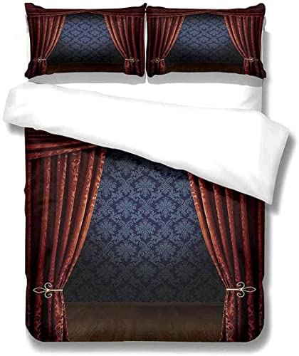 Fundas Nordicas Cama 90 Juvenil Cortina, Juego de Ropa de Cama Juvenil Microfibra, Funda Edredon 150x200 cm con Cremallera y 1 Funda de Almohada 50x75 cm