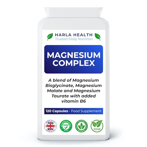 Magnesium Complex – Bisglycinate, Malate & Taurate with Vitamin B6 – 120 Vegan Capsules – High Absorption Magnesium Supplement for Energy, Muscle Function & Sleep Support
