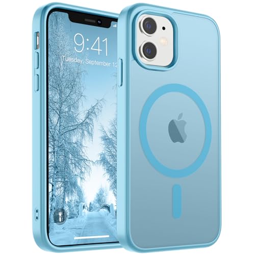 Image of SUPFINE Magnetic for iPhone 11 Phone Case (Compatible with MagSafe) (Military Grade Drop Protection) Slim Translucent Matte Shockproof with Anti-Fingerprint Phone Case,Light Blue