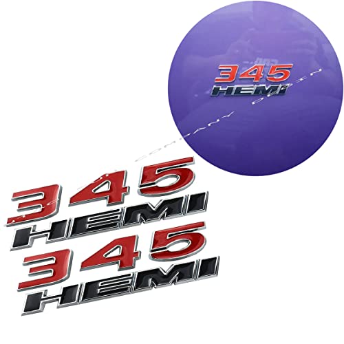 2Pack 345 HE-MI 3D Emblem Fender Side Badge Decal Replacement for R-AM C-hallenger S-RT C-hrysler 300c 3500 6.4L SRT8 (Black Red)