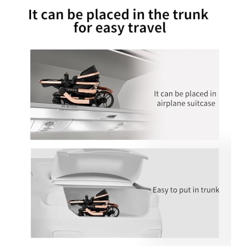 Cochecito 3 en 1, de 0 a 4 años, plegable, compacto y reclinable, con asiento de coche convertible, accesorios: incluye bolso de mamá y portabebés (Blanco) - imagen 4