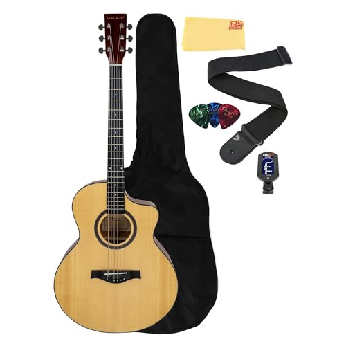 Vault EA-40 Solid Spruce Acoustic Guitar Bundle