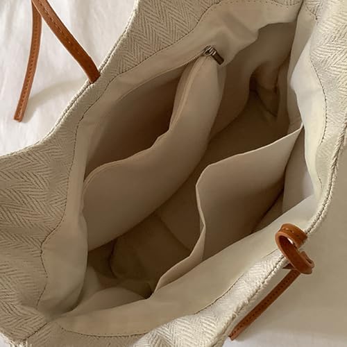 Sac à main de grande capacité en toile avec poches multi-rangements