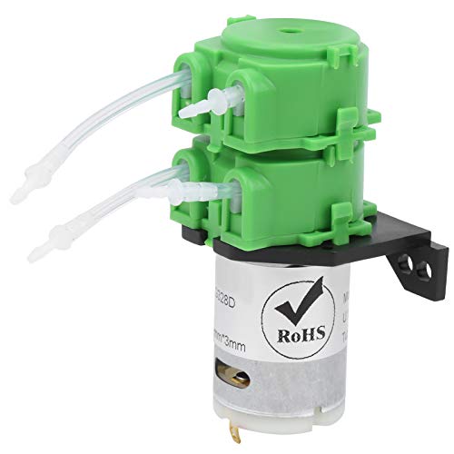 Low FlowPeristaltic Liquid Pump Dosing Pump, Mini Dual Head Dosing Water Circulating Pump 1x3mm for Viscous NonViscous Liquid (DC12V)