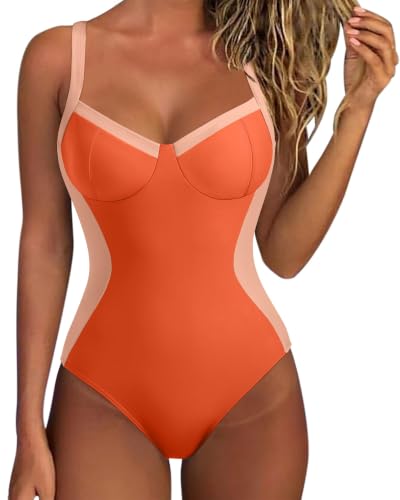 Image of SUUKSESS Womens Tummy Control One Piece Swimsuit Sexy Crisscross Back Bathing Suit