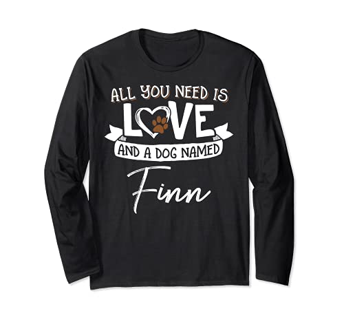 Cute Dog Named Finn Design for Women and Men Long Sleeve T-Shirt, Black