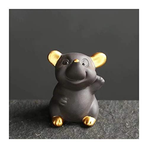 Decoración de escritorio púrpura arcilla té animal dibujos animados pequeño ratón estatua en la punta del dedo creativo 12 signos del zodiaco ornamento animal figura decoración del hogar (color: B)