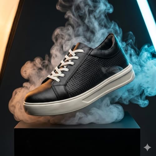 Image of Leatherful Low Top Leather Sneaker for Men, Genuine Leather with Nappa Lining, Textured, Round Toe, Cushioned Insole
