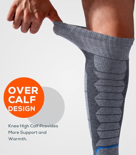 WEIERYA Merino Wool Ski Socks for Men, Women & Youth - Over-the-Calf Full Cushion Thermal Snowboard Socks, Winter Performance