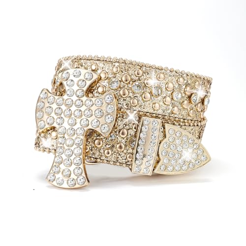 Women Men Rhinestone Western Snap Belt Cowgirl Cowboy Shiny Sequin Studded Waist Strap Bling Crystal Cross Buckle2