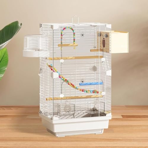 BAIRNOX 2025鳥かごオウムかごトランペット家庭用小型豪華別荘八兄玄鳳虎皮牡丹真珠繁殖 鳥かご 鳥籠インコ 鳥ケージ 大型インコインコ鳥小屋透明な鳥かご バード鳥組立式 掃除しやすい高強度 ブランコ付き、フードボウル、スナップオンデザインペット用品