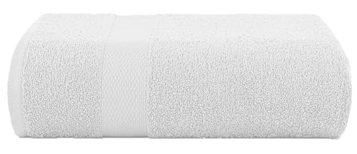 Image of Casa Copenhagen, Super Soft Feather Lite Collection 2 Pieces 100% Cotton Large Bath Towel (Size : 75 x 150 cm) - White & Purple
