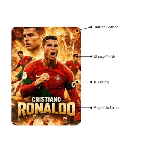 Image of Zesta Bathroom Decor Items Washroom Decor Tin Sign | Aesthetic Posters Wall Poster for Bedroom | Magnetic Cafe Decoration Items / Restaurant Decorations Items | Quirky Home Decor Bar Accent (Ronaldo (2))