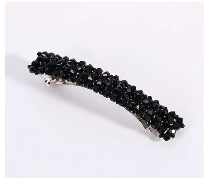 Pinza negra de metal con brillantes para cabello miniatura 1