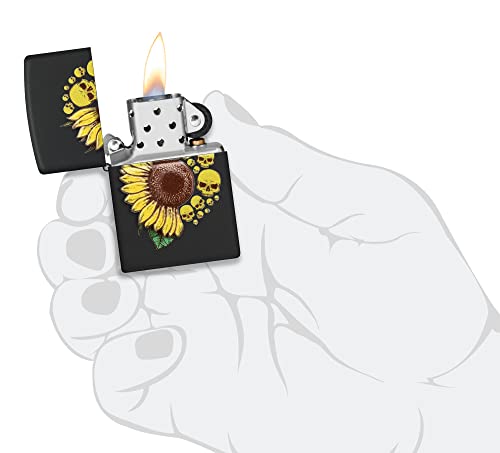 Encendedor Zippo diseño girasol negro mate miniatura 5