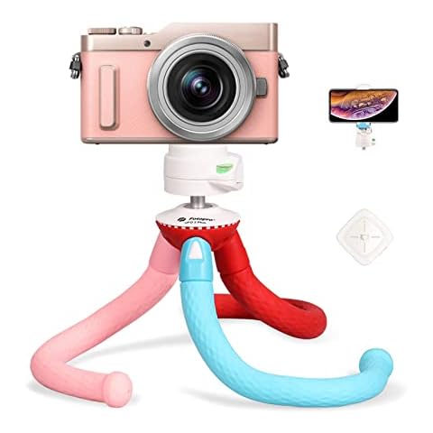 Fotopro Flexible Phone Tripod, Camera Tripod with Bluetooth Remote for iPhone, Camera Stand for Mirrorless DSLR Action Camera Cover