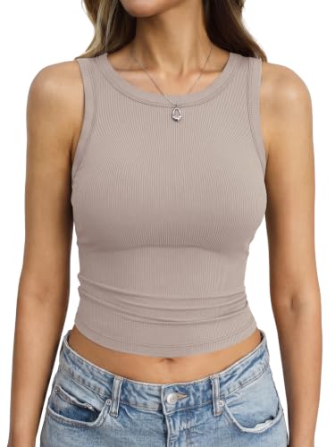 Image of Eachyes Womens Ribbed Crop Tank Tops High Neck Sleeveless Slim Fit Shirts Summer Casual Y2k Going Out Clothes 2026