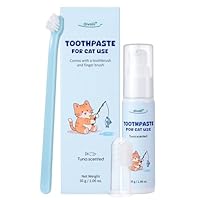 Oivolii Zahnpasta Katze mit Thunfischgeschmack (30g) und 2 Zahnbürsten | Katzen Zahnpflege Set | Sanfte Formel, frischer Atem und gut für die Zähne