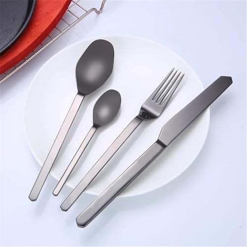 Ensemble de couverts à steak – Ensemble de 4 pièces avec couteau, fourchette et cuillère pour salle à manger