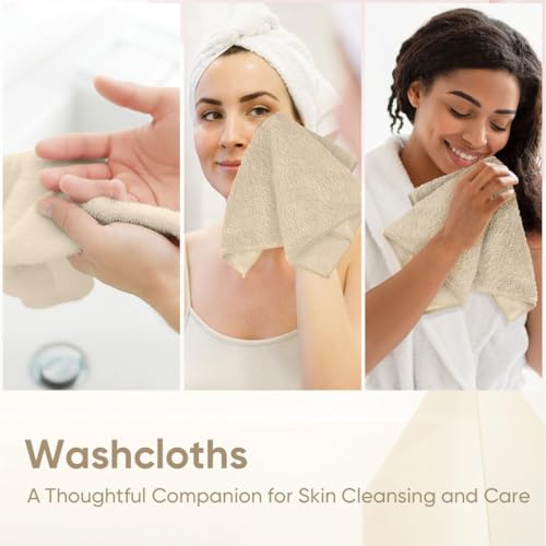Image of HOMEXCEL Microfiber Washcloths 12 Pack, Highly Absorbent and Soft Face Towel, Multi-Purpose Wash Cloths for Bathroom, Gym, Hotel, Spa and Kitchen, Multicolor 12x12 Inch, Brown