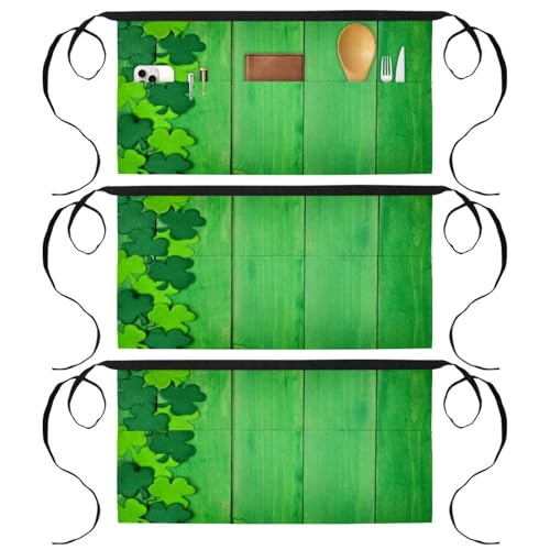 Demi-tablier de cuisine court style clous de girofle sur bois vert
