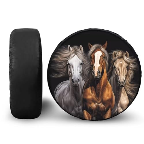Image of Pensura Cool Horse Tire Cover Waterproof Polyester Universal Spare Wheel Tire Cover Wheel Covers for SUV Truck Camper Travel Trailer Accessories 14-19 Inch