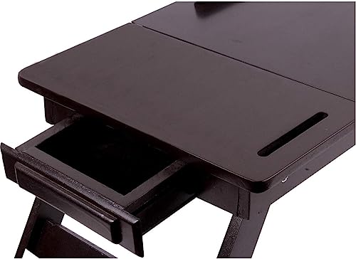 Image of Multi-Tasking Bamboo Lap Desk - Folding TV Tray Table for Laptop, Tablet Pre Assembled Table - Walnut Brown