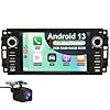 Vratzn Android 13 Car Radio Stereo for Jeep Wrangler JK 2007-2018 Dodge RAM 1500 2500 3500 2009-2012 4 Core CPU 2G RAM 64G ROM with Wireless CarPlay/Android Auto/GPS/HD Backup Camera/Bluetooth