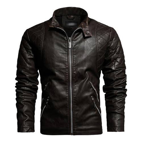 Manteau de moto homme noir coupe-vent en cuir synthétique contre le froid taille XXL slim