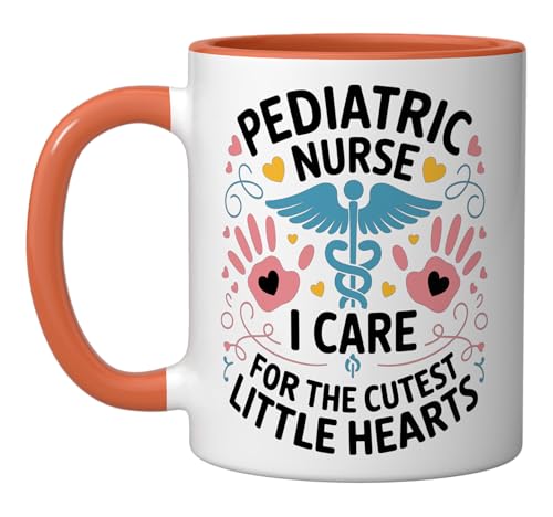 PEDS Nurse Pediatric Doctor and Pediatrician for Pediatrics Ceramic Mug, Orange/White