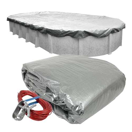 Robelle Dura-Guard 551224-4-ROB Bâche d'hiver Ovale pour Piscine Hors Sol 3,7 x 7,3 m 03 Argenté