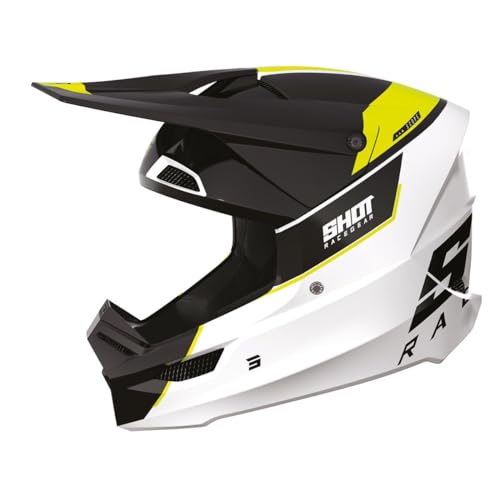 SHOT RACE GEAR Casque Motocross Furious Scope Yellow Glossy – Casque Moto Tout-Terrain Homologué ECE 22.06 – Ultra Léger 1300 g – Ventilation...