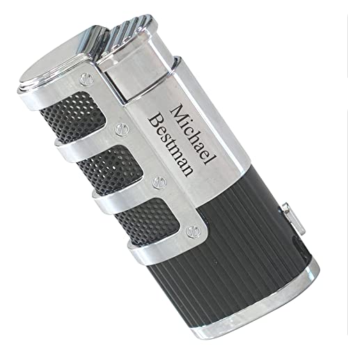 Personalized, Engraved Supernova Triple Jet Flame Torch Windproof Lighter with Punch Cutter Tool-Gift for Dad, Husband, Boyfriend