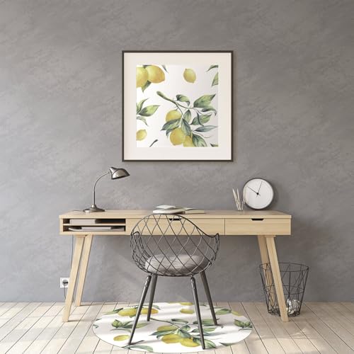 Tapis de chaise imperméable protège-sol PVC antidérapant bureau citrons ø100cm - 4