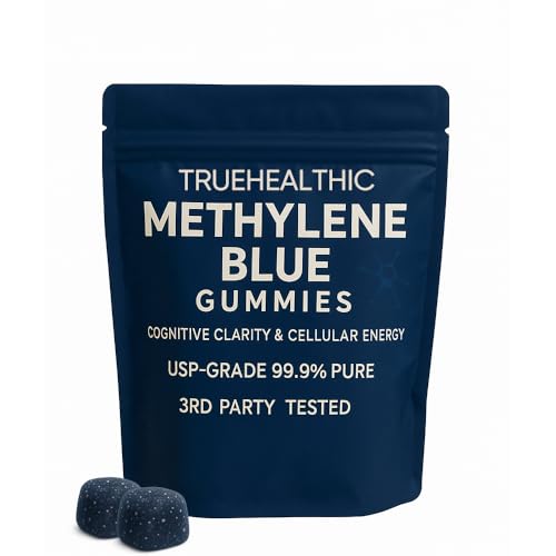 TRUEHEALTHIC Methylene Blue Gummies for Cognitive Support & Mental Focus Clean 5mg of Methylene Blue Per Gummy 99.9% Pure Vegan Non-GMO 30 Gummies