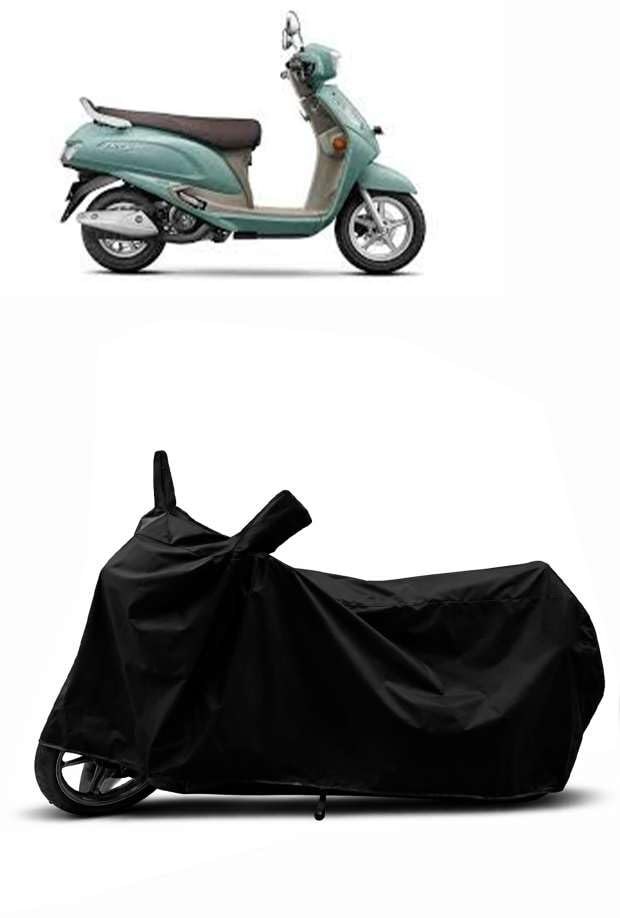 Image of Sheild Heavy Duty Waterproof Scooty & Bike Cover for Suzuki Access 125 - UV Resistant, Dustproof & Rain Protection, All-Weather Outdoor Cover for Bikes & Scooty with Buckle Straps(Black)