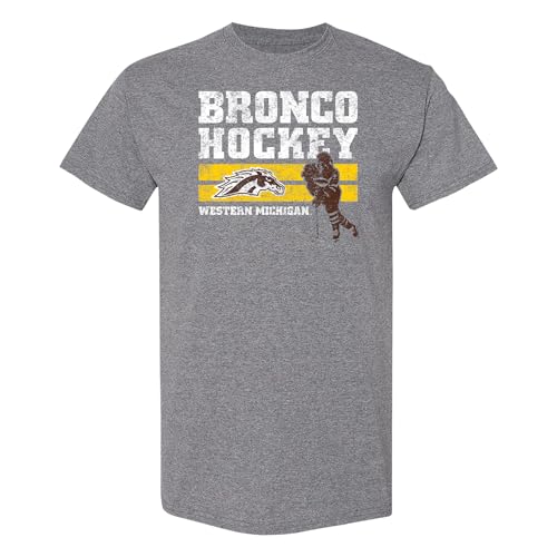 UGP Campus Apparel AS1254 - Western Michigan Broncos Retro Ice Hockey T-Shirt - Medium - Graphite HTR