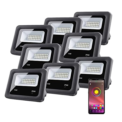 15W Smarta Strålkastare Utomhus, LED-strålkastare, RGB-färgbyte, Bluetooth APP Control & Timing & IP66 Vattentät, Trädgårdsbelysning (Color : 8PCS)