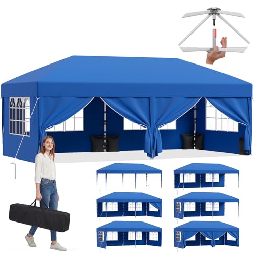 JUMMICO Tonnelle Pavillon Pliable 3x6m à Montage Rapide｜Assemblage en 5 Minutes｜Hauteur Réglable & 10cm Plus Haut｜Stable au Vent & Imperméable｜pour...